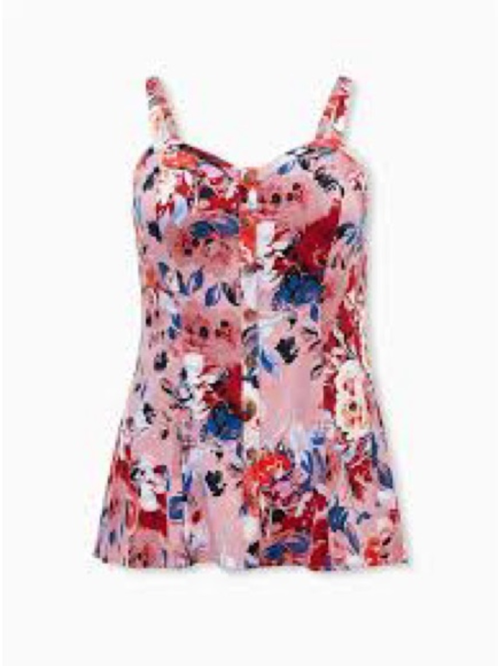 torrid Pink Floral Satin Chemise with Red & Blue Accents